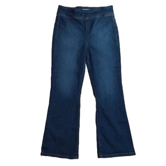 We the Free Dark Wash High Rise Pull On Flare Crop Stretch Jeans Size M - Picture 1 of 8